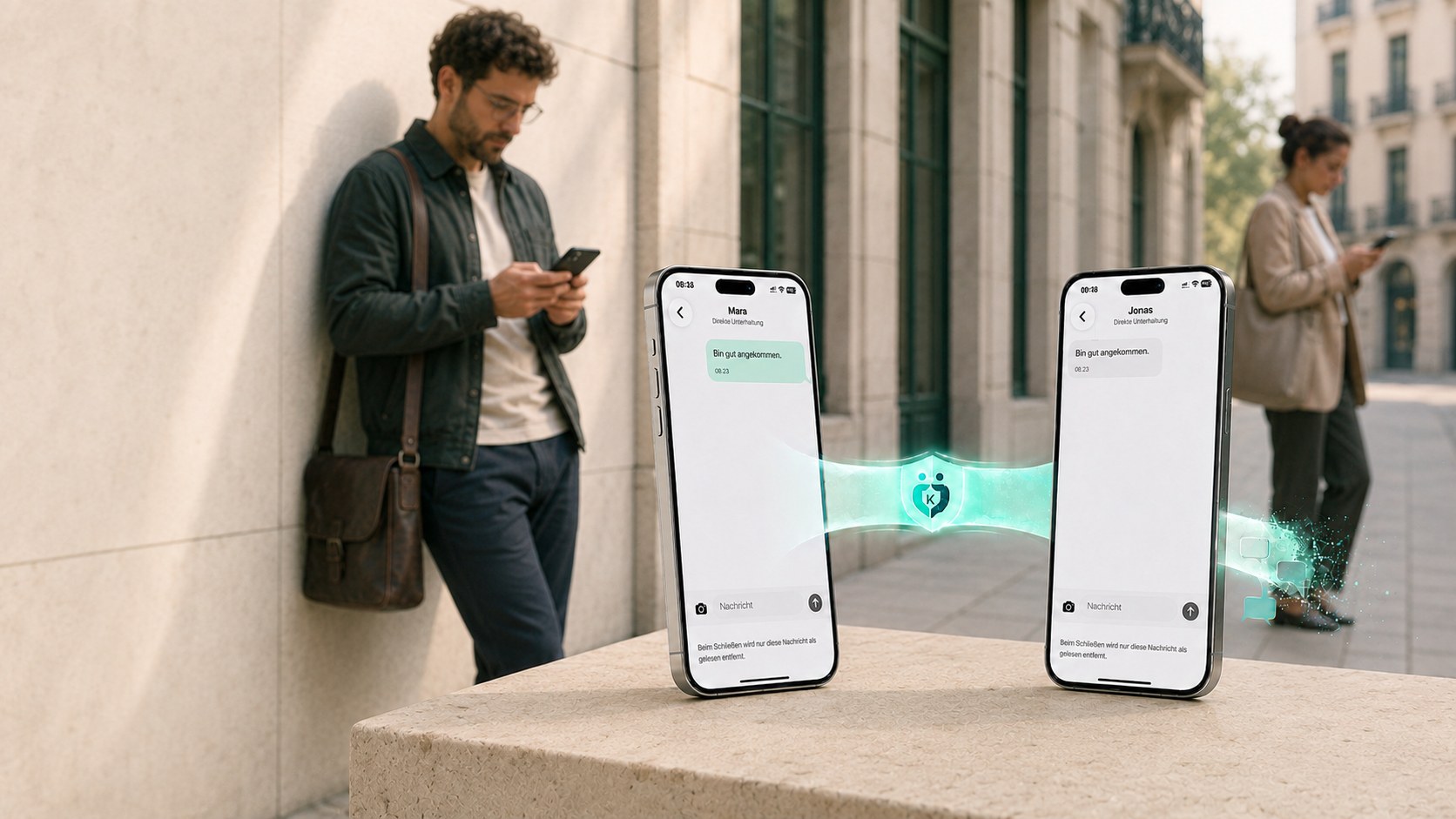 Zwei Menschen mit Konvoro auf ihren iPhones.